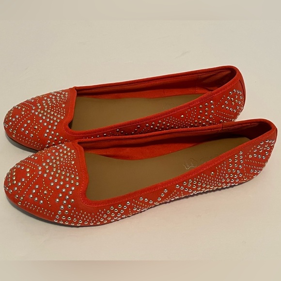 Aldo Khabou Red Rhinestone Embellished Women's Flats - Picture 2 of 16